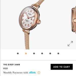 Women’s Shinola “Birdy” watch - rose gold.